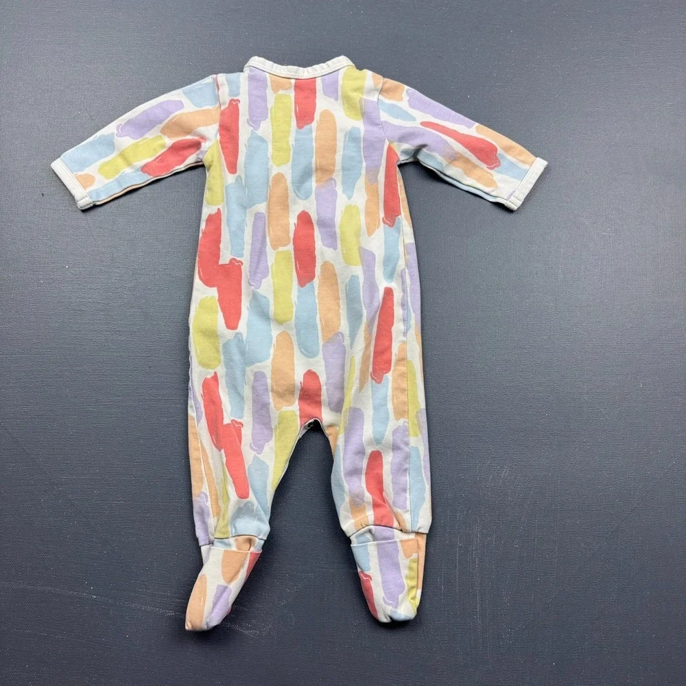 Monica + Andy Footed One Piece Baby 0-3M Organic Cotton Colorful Long Sleeve - Picture 5 of 6